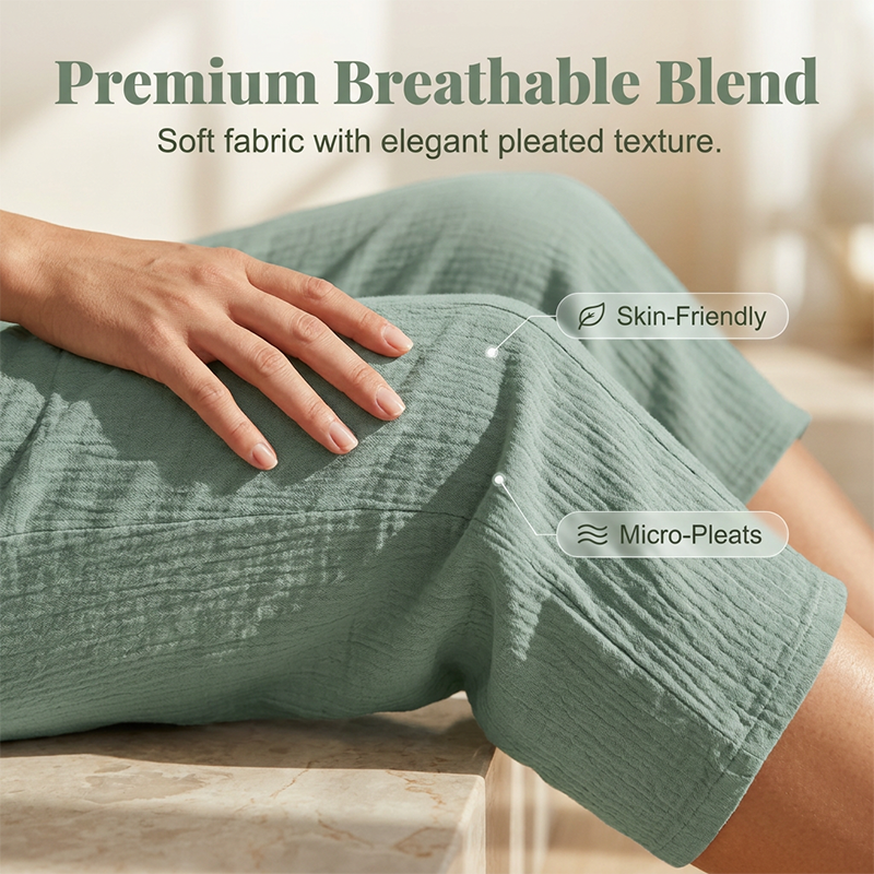 🏖️Summer Sale-50% OFF✨Women's Solid-Color Pleated Cotton-Linen Cropped Pants
