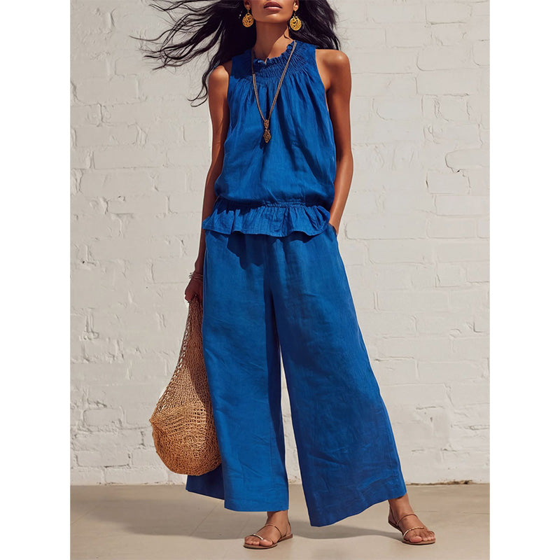 🔥2026 New Arrivals Special Offer-Women's Sleeveless Smocked Neck Top & Pants Set