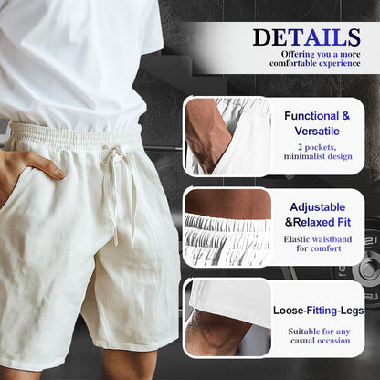 🌿Men's Elastic Drawstring Solid Cotton Linen Shorts
