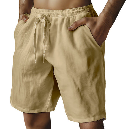 🌿Men's Elastic Drawstring Solid Cotton Linen Shorts