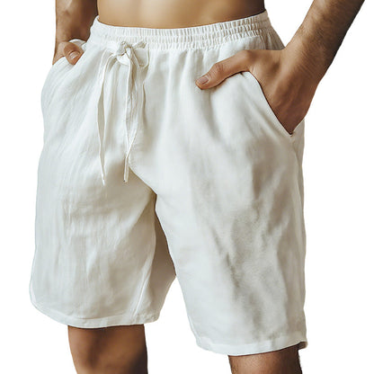 🌿Men's Elastic Drawstring Solid Cotton Linen Shorts