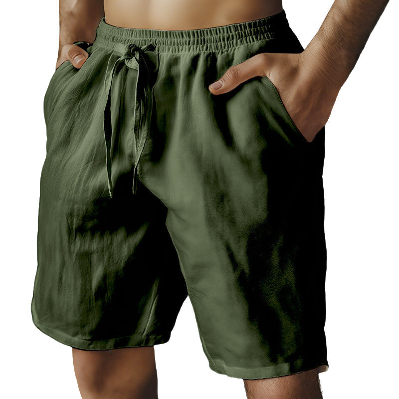 🌿Men's Elastic Drawstring Solid Cotton Linen Shorts
