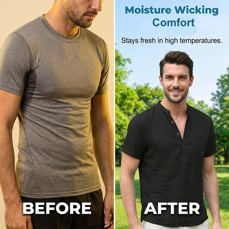 💥2026 New Arrivals Special Offer-Men's Short Sleeve Linen Blend Henley Shirt
