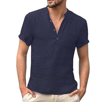 💥2026 New Arrivals Special Offer-Men's Short Sleeve Linen Blend Henley Shirt