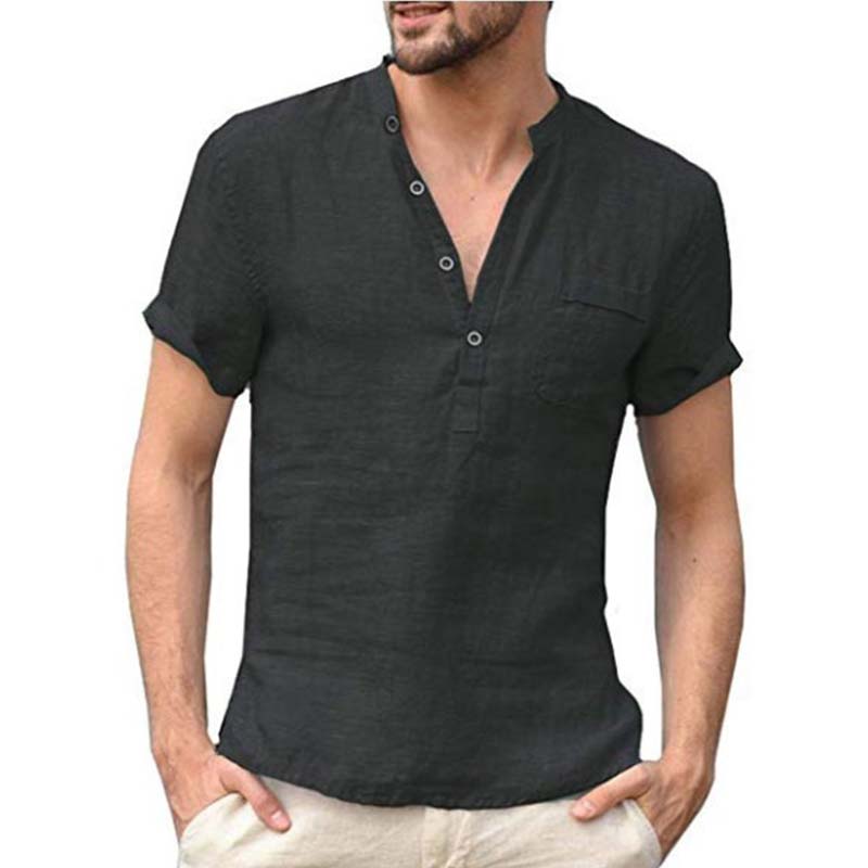 💥2026 New Arrivals Special Offer-Men's Short Sleeve Linen Blend Henley Shirt