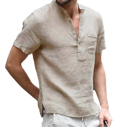 💥2026 New Arrivals Special Offer-Men's Short Sleeve Linen Blend Henley Shirt