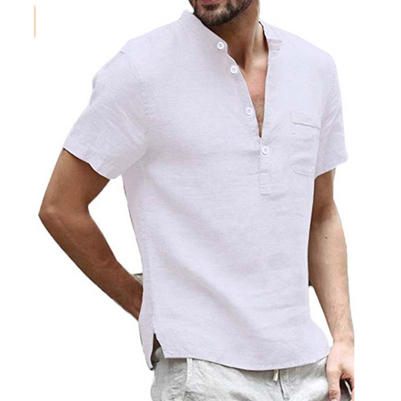 💥2026 New Arrivals Special Offer-Men's Short Sleeve Linen Blend Henley Shirt