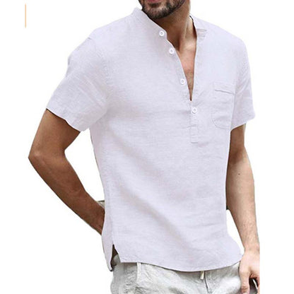💥2026 New Arrivals Special Offer-Men's Short Sleeve Linen Blend Henley Shirt