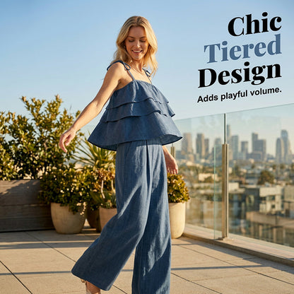 💙Breathable Ruffle Cami & Pants Co-ord Set
