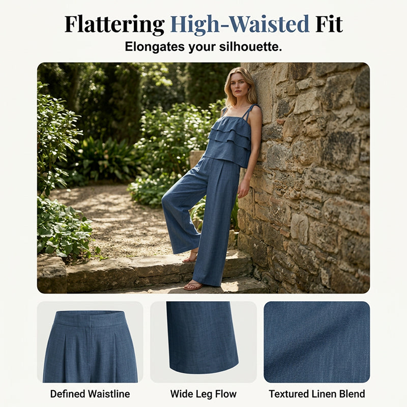 💙Breathable Ruffle Cami & Pants Co-ord Set
