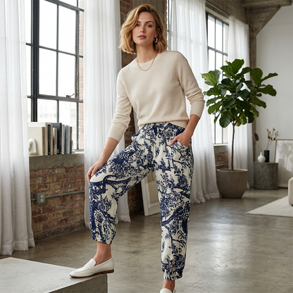 Vintage Floral High-Waist Jogger Pants