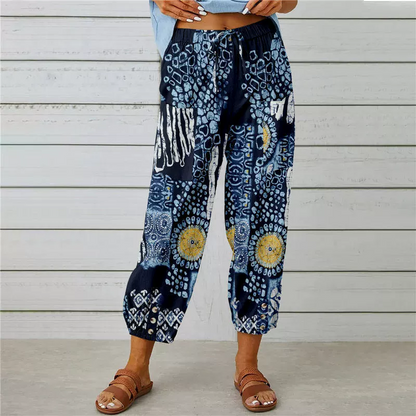 Vintage Floral High-Waist Jogger Pants