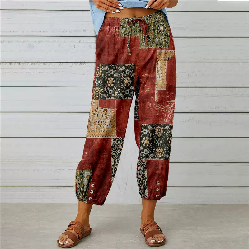 Vintage Floral High-Waist Jogger Pants