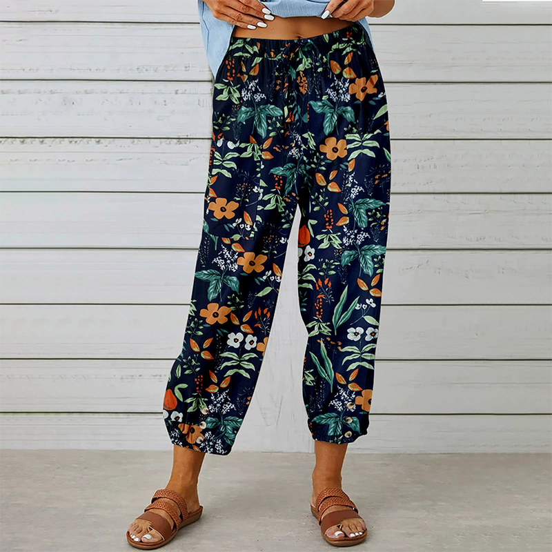 Vintage Floral High-Waist Jogger Pants