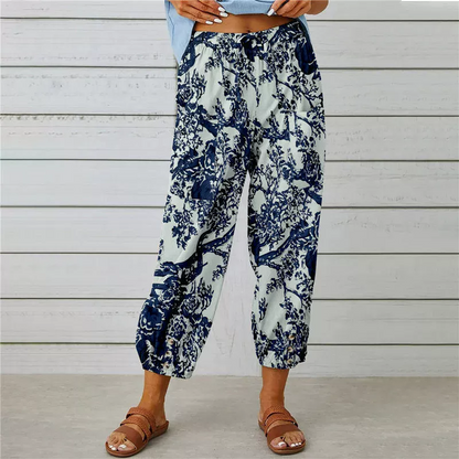 Vintage Floral High-Waist Jogger Pants