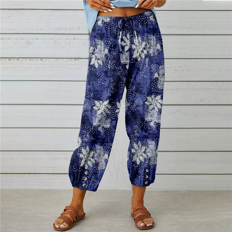 Vintage Floral High-Waist Jogger Pants