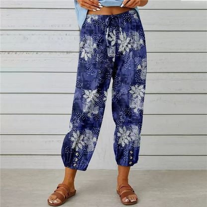 Vintage Floral High-Waist Jogger Pants