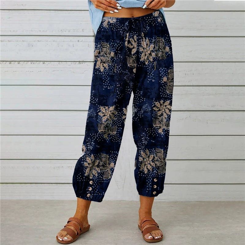Vintage Floral High-Waist Jogger Pants