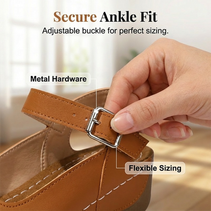 Women's Open Toe Wedge Sandals with Ankle Strap
