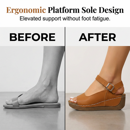 Women's Open Toe Wedge Sandals with Ankle Strap