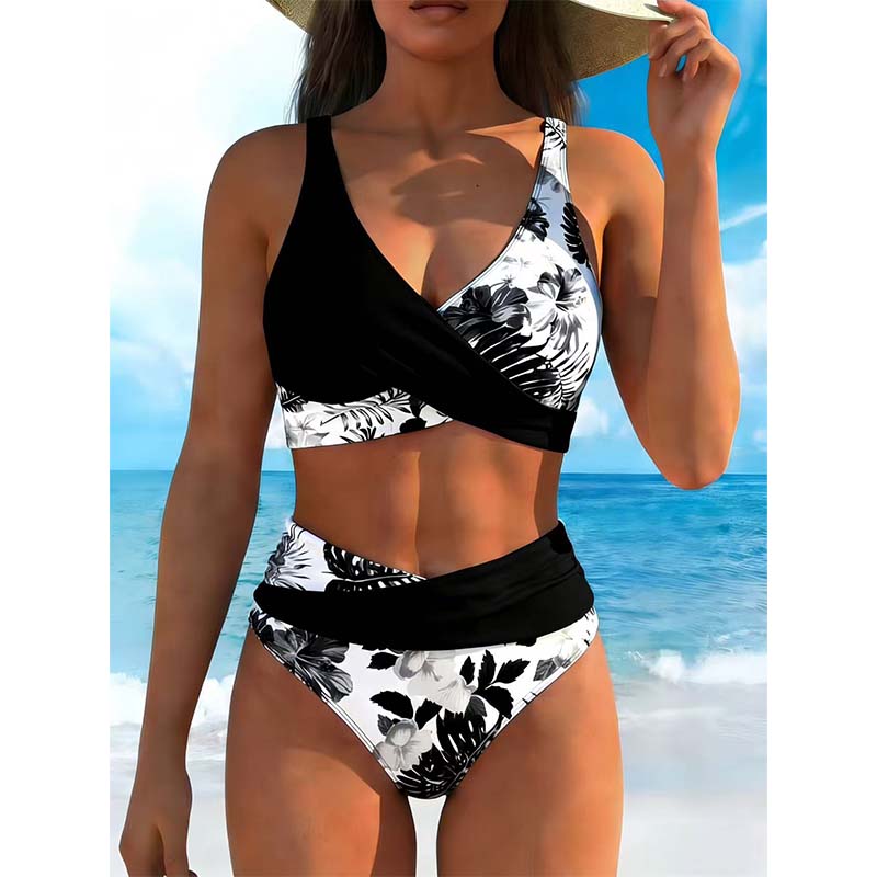 Women's Floral Print High Waist Bikini Set
