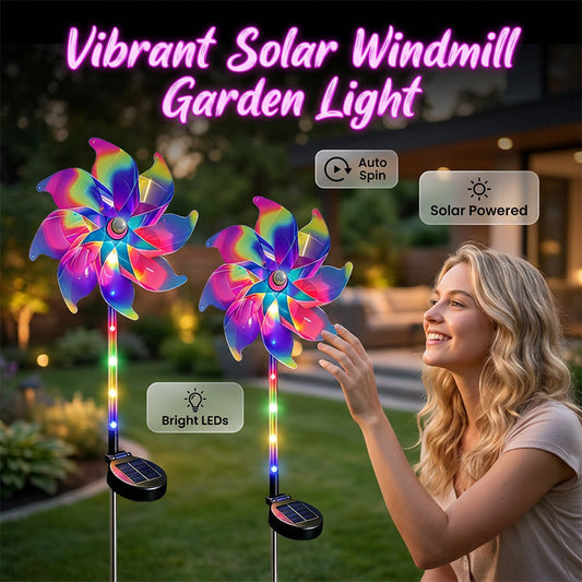 📢📢50% OFF!! ⏰Solar Powered Rainbow Pinwheel Garden Light