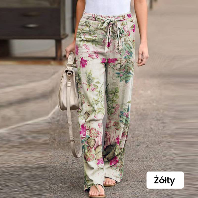 🔥2026 New Arrivals Special Offer-Women's cotton and linen pants with an elastic waistband and a print