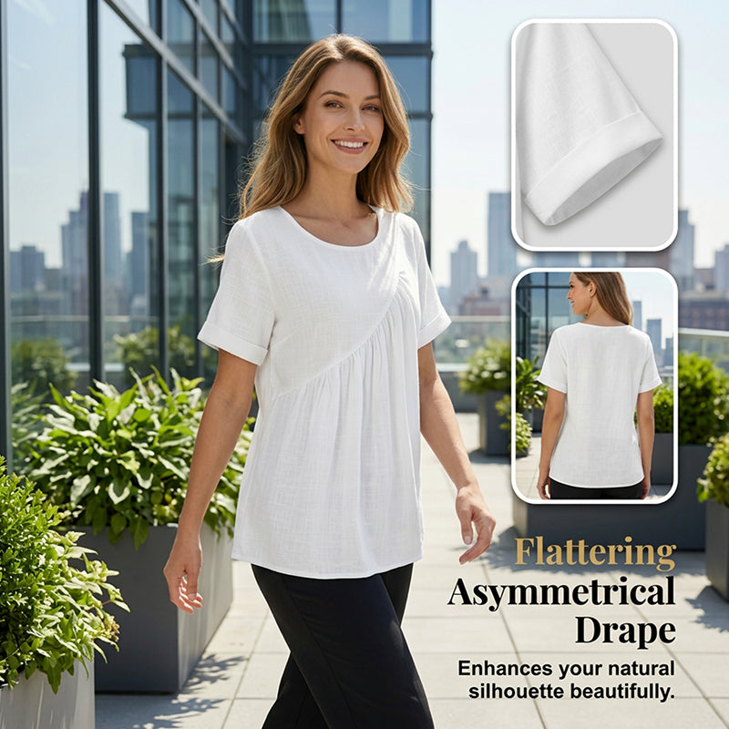 Women's Short Sleeve Asymmetrical Ruched Top