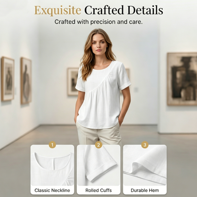 Women's Short Sleeve Asymmetrical Ruched Top
