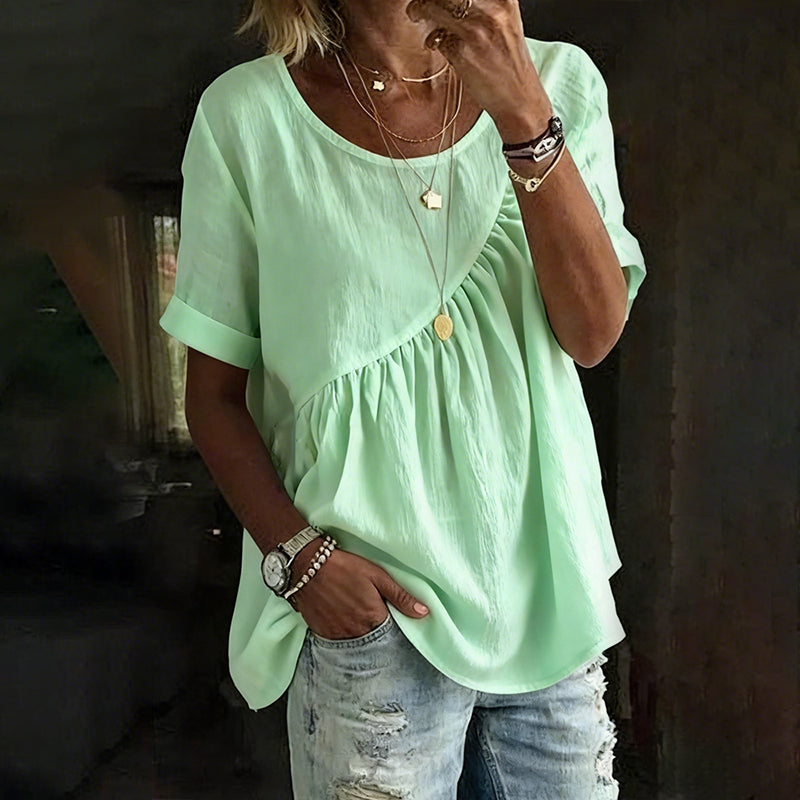 Women's Short Sleeve Asymmetrical Ruched Top