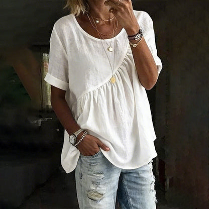 Women's Short Sleeve Asymmetrical Ruched Top