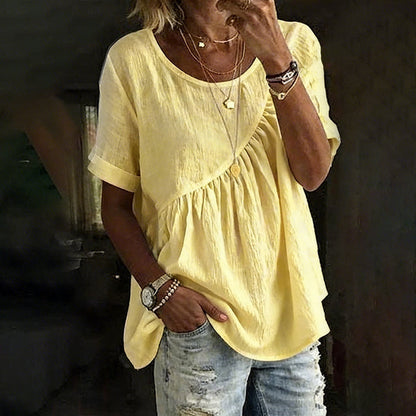 Women's Short Sleeve Asymmetrical Ruched Top