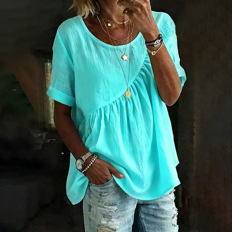 Women's Short Sleeve Asymmetrical Ruched Top