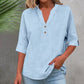 Women's Casual V-Neck Button Top