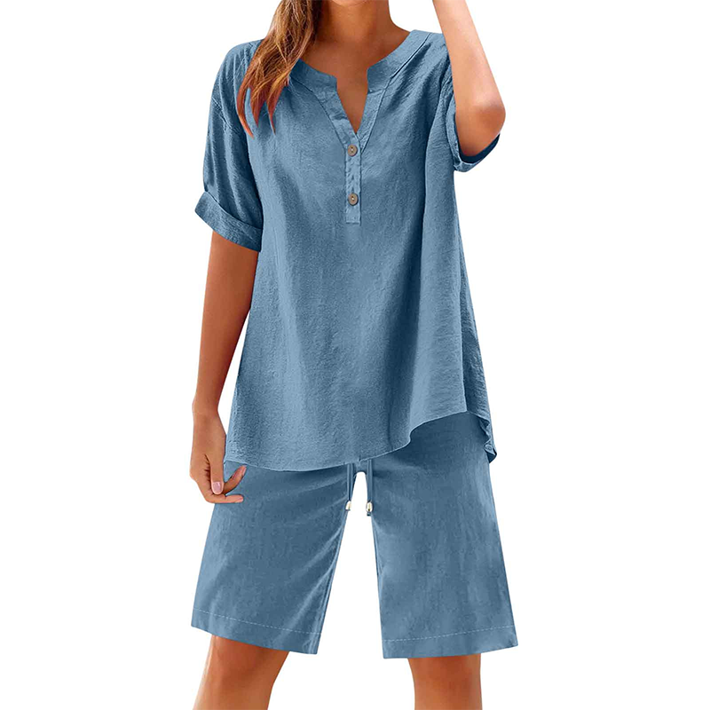 Women's Cotton Linen 2-Piece Outfit Set