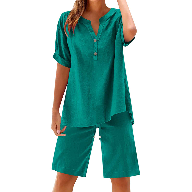 Women's Cotton Linen 2-Piece Outfit Set