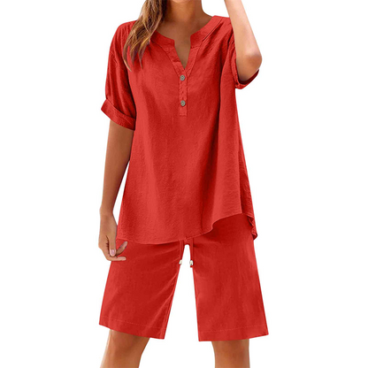 Women's Cotton Linen 2-Piece Outfit Set