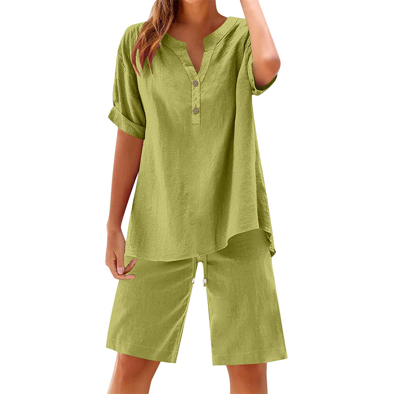 Women's Cotton Linen 2-Piece Outfit Set