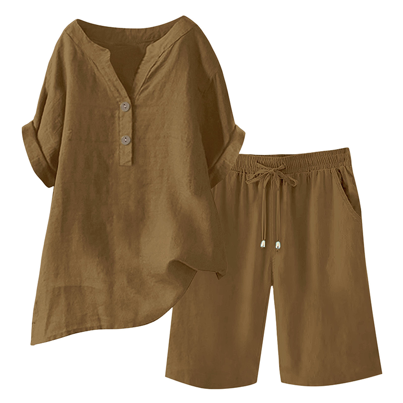 Women's Cotton Linen 2-Piece Outfit Set
