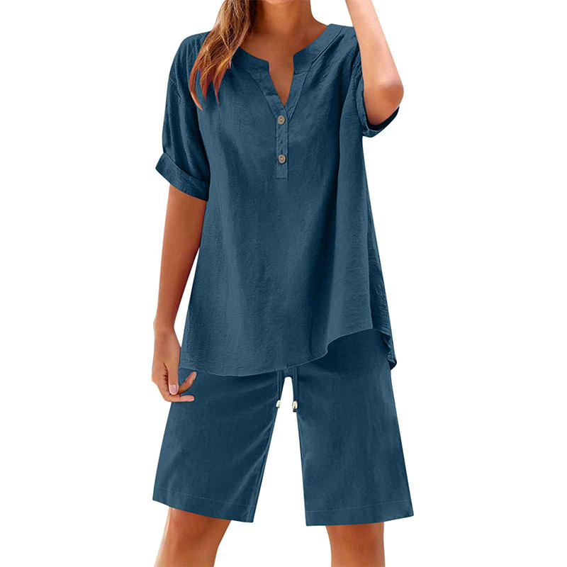 Women's Cotton Linen 2-Piece Outfit Set