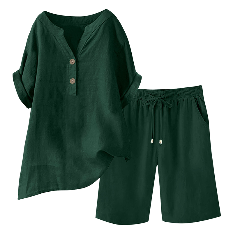 Women's Cotton Linen 2-Piece Outfit Set