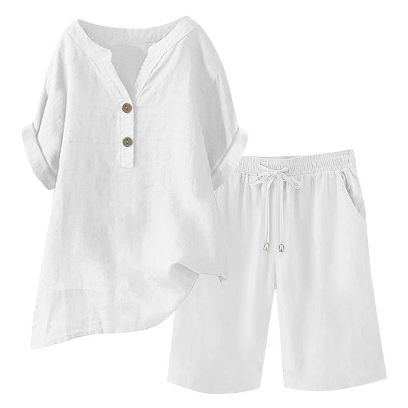 Women's Cotton Linen 2-Piece Outfit Set