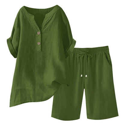 Women's Cotton Linen 2-Piece Outfit Set