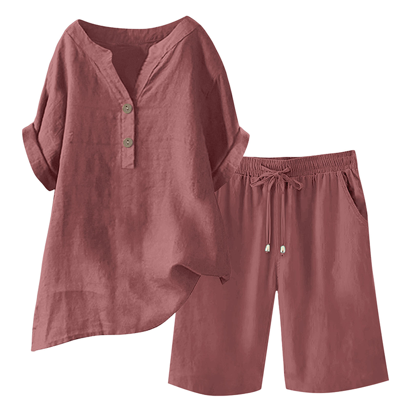 Women's Cotton Linen 2-Piece Outfit Set