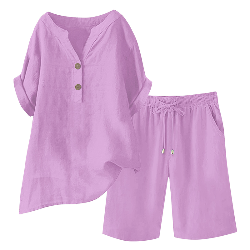 Women's Cotton Linen 2-Piece Outfit Set