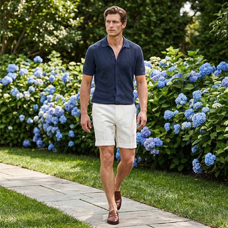 Men's Casual Linen Shorts with Pockets
