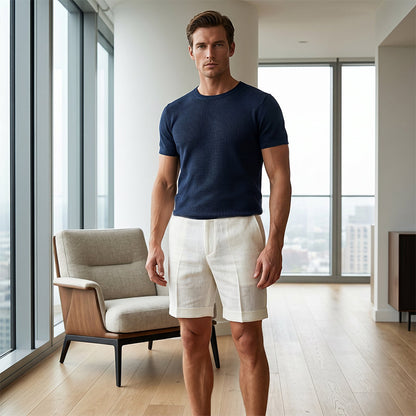 Men's Casual Linen Shorts with Pockets