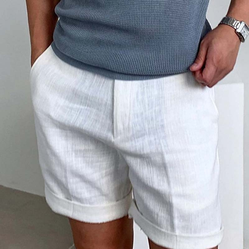 Men's Casual Linen Shorts with Pockets