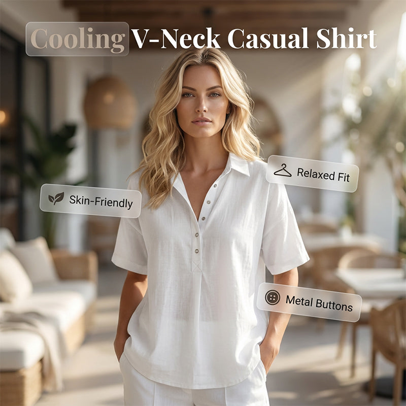 Women's Casual Short Sleeve V-Neck Shirt