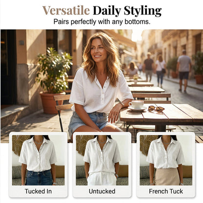 Women's Casual Short Sleeve V-Neck Shirt